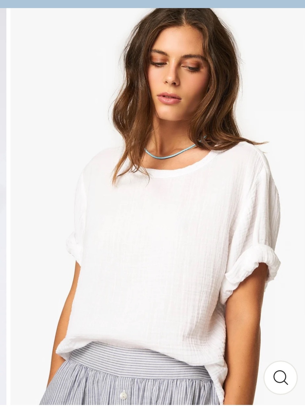 XiRENA 100% cotton Savoy top Rolled-Sleeve Lightweight Tee: Coastal chic